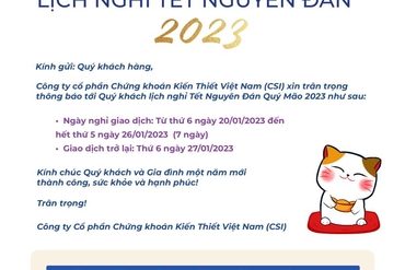 Thông báo lịch nghỉ Tết Nguyên Đán Quý Mão 2023
