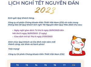 Thông báo lịch nghỉ Tết Nguyên Đán Quý Mão 2023