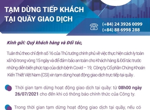 THÔNG BÁO TẠM DỪNG ĐÓN KHÁCH TẠI QUẦY GIAO DỊCH